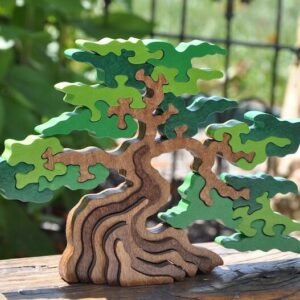 Beautiful Green Shade Tree Challenge Puzzle Color Choice Toy Hand Cut Art