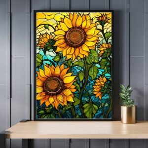 Stained Glass Sunflower Jigsaw Puzzle