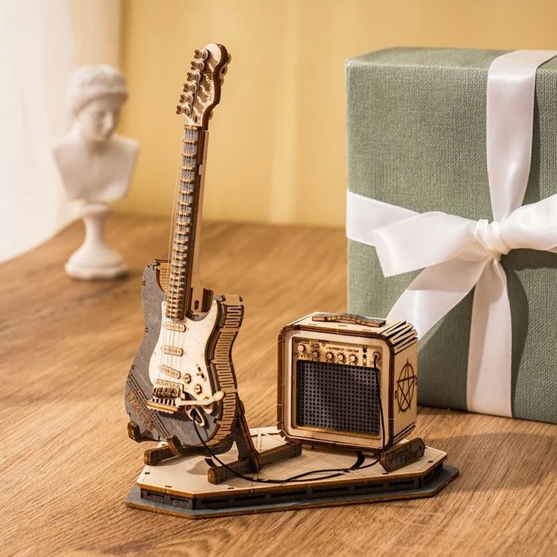 Electric Guitar 3D Puzzle, Wooden Mechanical Model Kit - Image 2