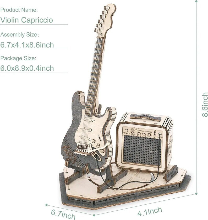 Electric Guitar 3D Puzzle, Wooden Mechanical Model Kit - Image 5
