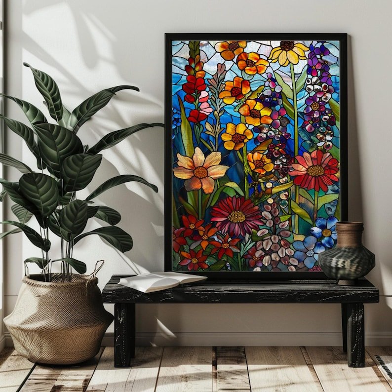 Stained Glass Wildflower Jigsaw Puzzle - Image 4
