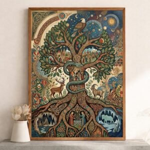 Yggdrasil World Tree Norse Mythology Folk Art Wood Puzzle