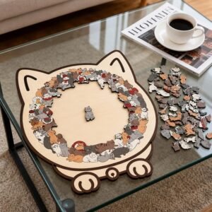 Cat Wooden Puzzle Unique Cat Shaped Jigsaw Art