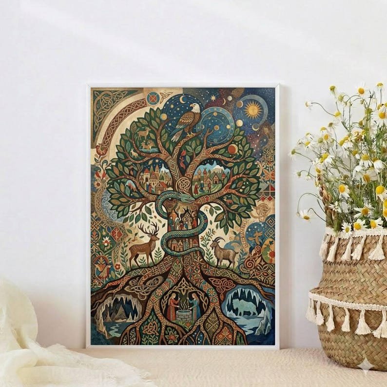 Yggdrasil World Tree Norse Mythology Folk Art Wood Puzzle - Image 2