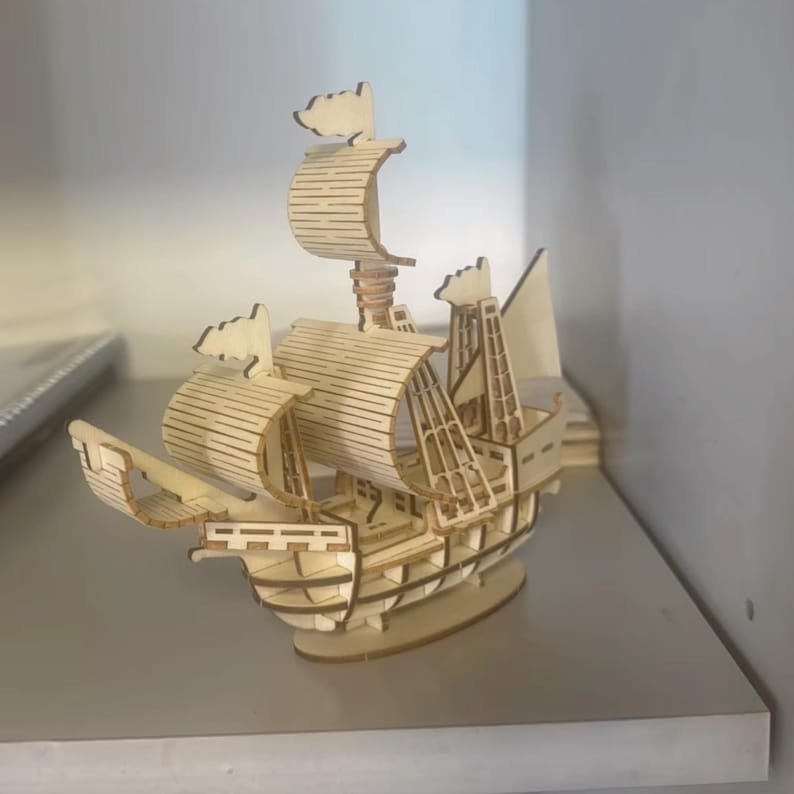 3D Wooden Sailing Ship Model Kit: DIY Puzzle for Desk Decor - Image 2