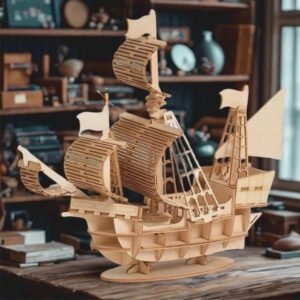 3D Wooden Sailing Ship Model Kit: DIY Puzzle for Desk Decor