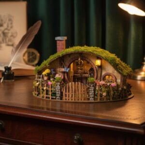 Magic Ring Cottage 3D Wooden Puzzle, DIY Miniature Cottage Kit with LED Lights