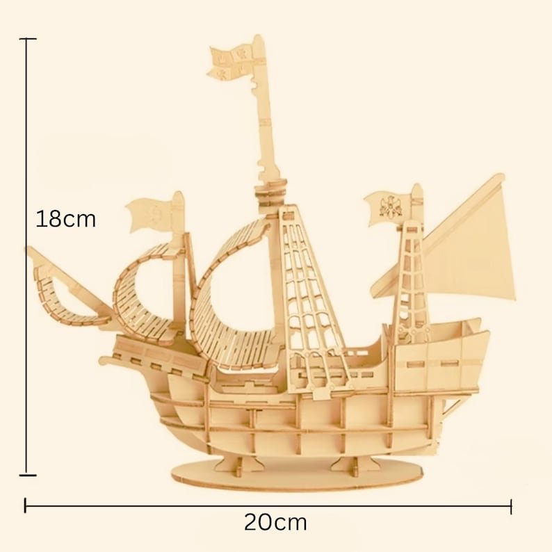 3D Wooden Sailing Ship Model Kit: DIY Puzzle for Desk Decor - Image 5