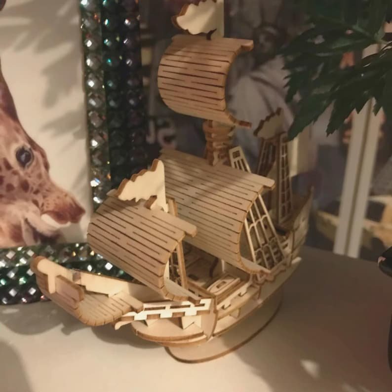3D Wooden Sailing Ship Model Kit: DIY Puzzle for Desk Decor - Image 3