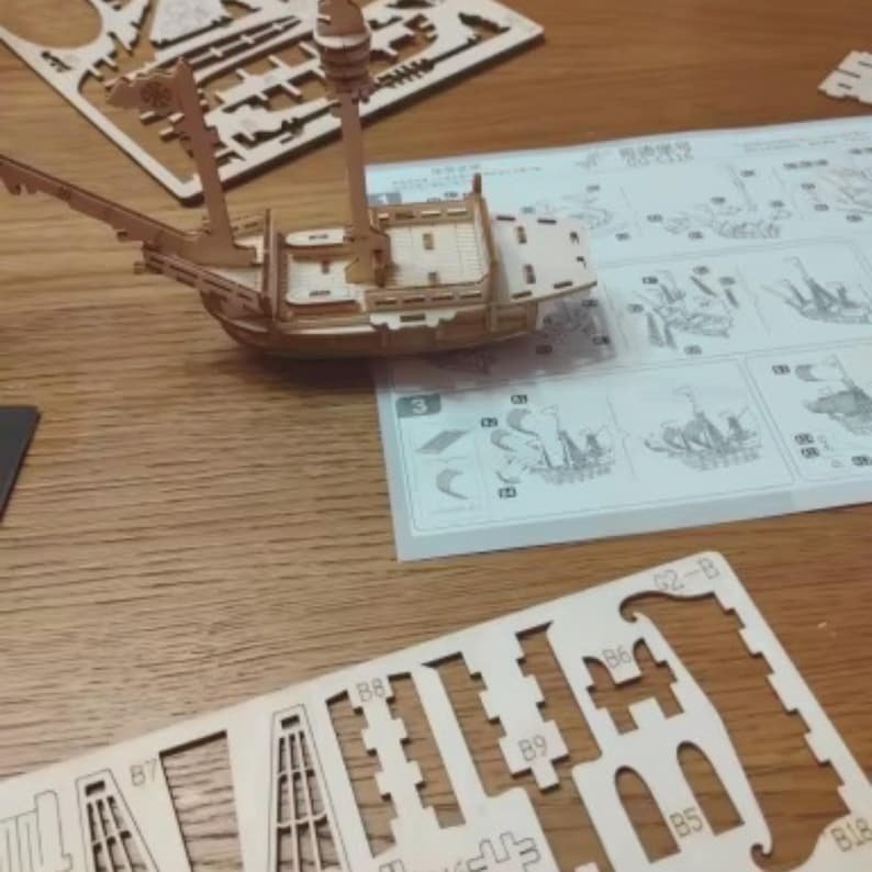 3D Wooden Sailing Ship Model Kit: DIY Puzzle for Desk Decor - Image 6